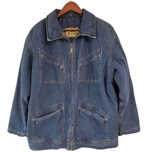Liz Claiborne VINTAGE Y2K Blue Denim Chore Coat Barn Jacket Size Medum PRE-OWNED